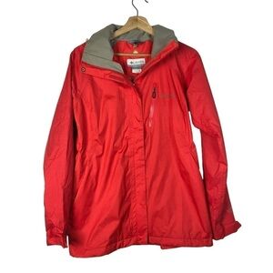 Columbia Omni-Heat Interchange Coral Red Full Zip Waterproof Rain Ski Jacket M